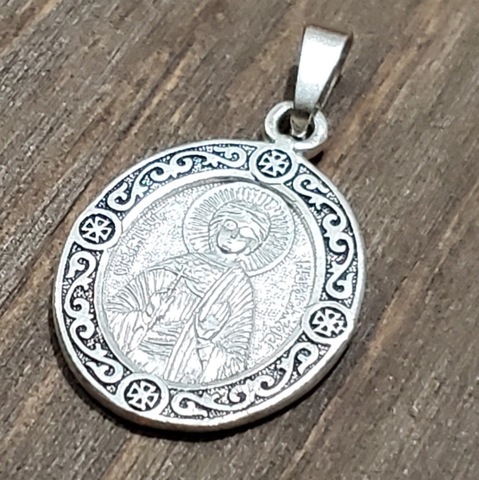 Нательная именная икона святая Надежда с серебрением кулон медальон с молитвой