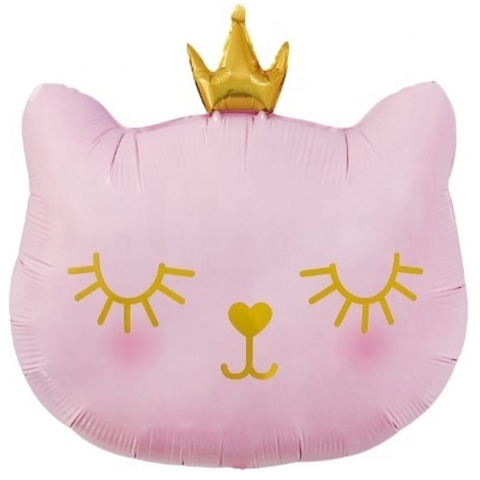 Шар фигура, котенок принцесса голова, розовый 76 см