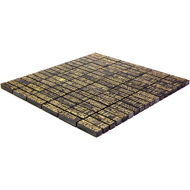 IMS-6 Итальянская мозаика мрамор Skalini Impress черный золотой темный прямоугольник