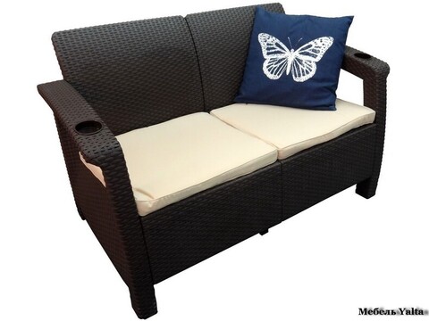 Двухместный диван Sofa Seаt, коричневый (Yalta)