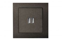 Розетка USB Двойная для Зарядки УМНАЯ 5V(3,4А) Антрацит LIREGUS EPSILON