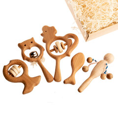 Большой подарочный набор деревянных погремушек и грызунков Леснушки
