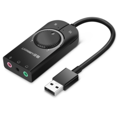 Звуковая карта UGREEN CM129 USB External Stereo Sound Adapter 15 см, черный
