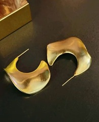 73022-  Стильные серьги ВОЛНА цвет матовое золото/матовое серебро