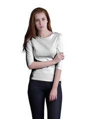 Футболка с рукавом 3/4 "Swan Lady 1302-I", светло- серый