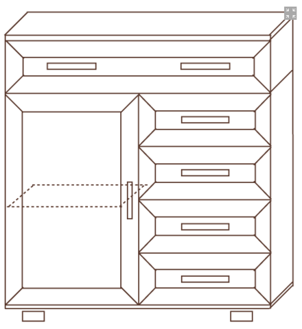Модуль №165 Комод с 5 ящиками + 1дверь