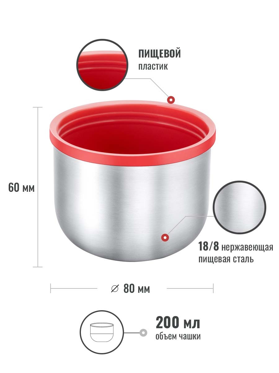 Чашка для термосов Relaxika 101 серии (от 0,75 л. и более), стальная (техн.упаковка)