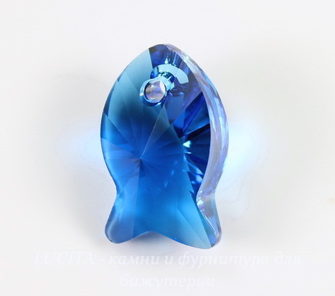 6727 Подвеска Сваровски Fish Capri Blue (18 мм)