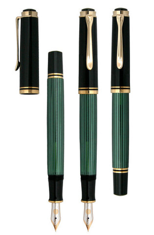 Ручка перьевая Pelikan Souverän® M400 Black and Green GT, M (994863)