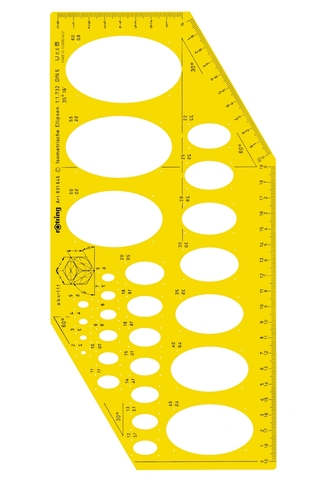 Шаблон изометрических эллипсов Rotring пластик 310x195x2 mm желтый/прозрачный 1:1,732 (S0238021)