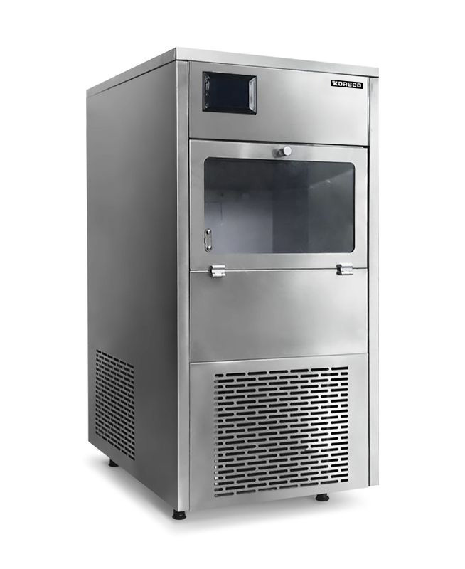 Льдогенератор Koreco AZ 150/30 MAR для чешуйчатого льда, 150 кг/сут, бункер 30 кг, с корпусом из нержавеющей стали, с подключением к водопроводу