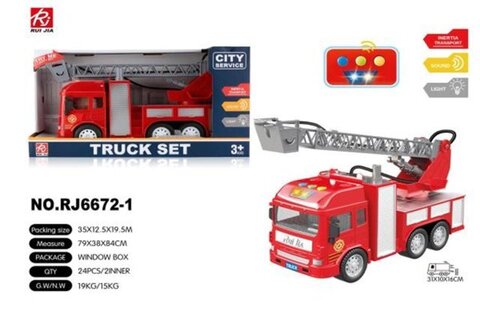 Машина Пожарная Инерционная, свет/звук, размер 35см*20см*13см
