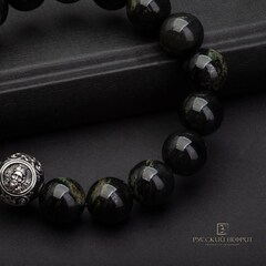 Браслет православный из нефрита "Спас Нерукотворный".