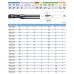 Резьбофреза твердосплавная М12х1,25 (dолнопрофильная) AlCrN 10х24х10х75мм BSKT BSE000F018