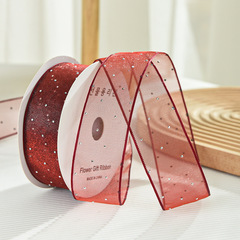 Лента органза со стразами (4см*9,14м), Винно-красный, 1 шт.