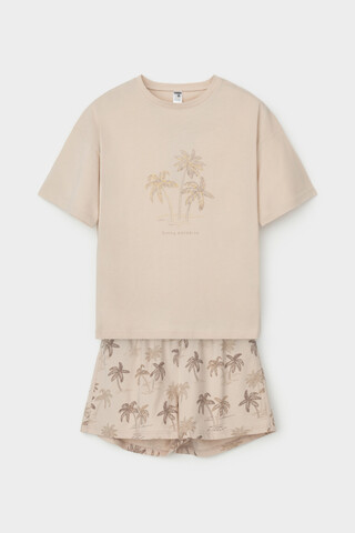 пижама  для девочки  КБ 2828/бежевый,пальмы