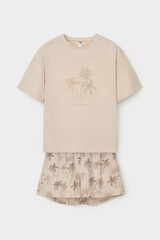 пижама  для девочки  КБ 2828/бежевый,пальмы