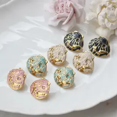 Серьги пусеты Ракушки с эмалью, кремовый, 22*25 мм, сталь, позолота, СГ037