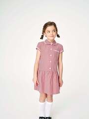 Платье школьное с воротником для девочки Next 120-617, Красный, Белый