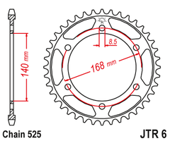 Звезда задняя BMW F 800 R (ведомая) стальная, 525, JTR6.47