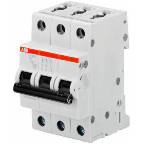 Автоматический выключатель 3-полюсный 0,5 А, тип D, 6 кА S203 D0.5. ABB. 2CDS253001R0981