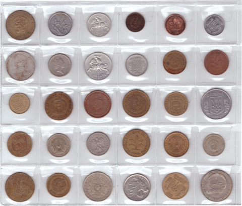 Набор иностранных монет для начинающего коллекционера (30 штук) VF