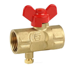 Кран для манометра шаровой латунь 11б27п(м)1 Ду 15 Ру16 ВР G1/2"-М20х1,5 с бабочкой без фланца с краном Маевского SantechSystems