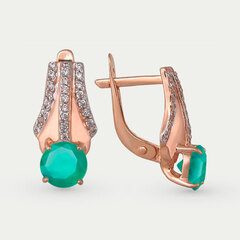 Серьги золотые 585 с агатом и фианитами