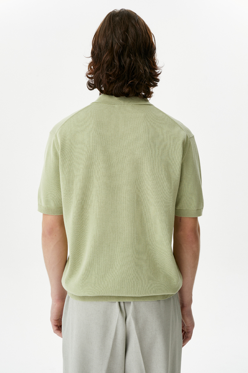 Салатовая футболка-поло с пуговицами Laine