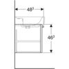 Шкафчик для раковины Geberit Renova Plan, с одной дверью: B=53см, H=46.3см, T=48.3см, матовый белый / меламиновое покрытие, ультраглянцевые белые / пленочное покрытие
