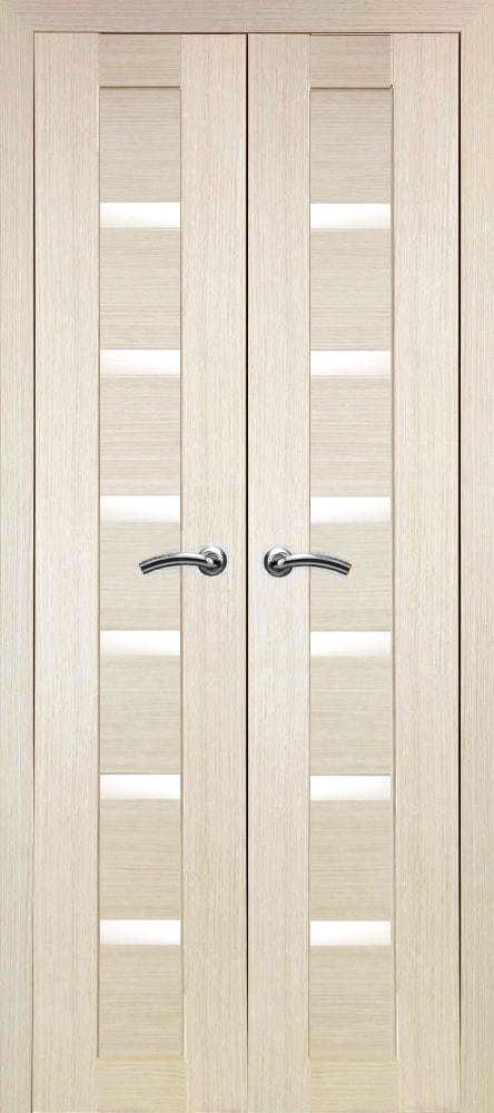 Дверь межкомнатная Оптима Порте Турин 507.12 (двустворчатая), цвет беленый дуб, экошпон, стекло мателюкс