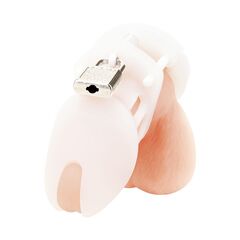 Белая клетка целомудрия Silicone Chastity Cage - 