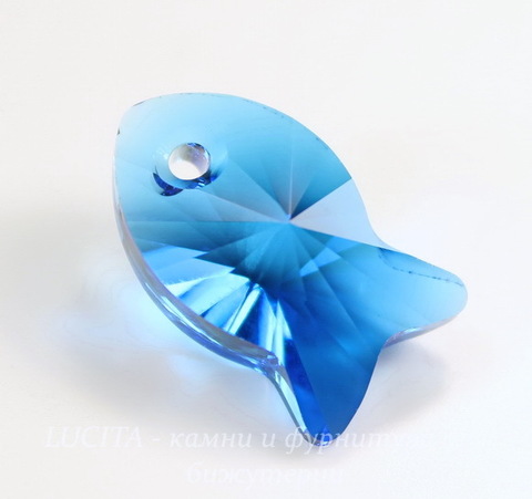 6727 Подвеска Сваровски Fish Capri Blue (18 мм)