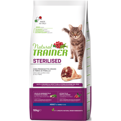 Trainer Natural Adult Sterilised Dry сухой корм д/взросл. стерилиз. кошек (сыровяленая ветчина) 10кг