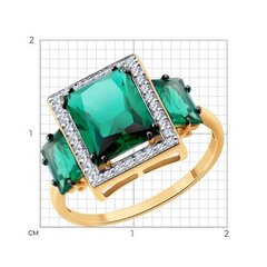 Кольцо золотое пробы 585 с бриллиантами и крупным изумрудом гидротермальным