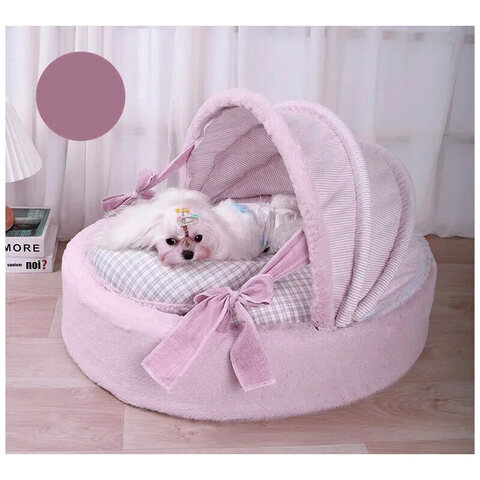 2055 Люлька сиреневая, с полосатой крышей PREMIUM (чехлы съёмные)