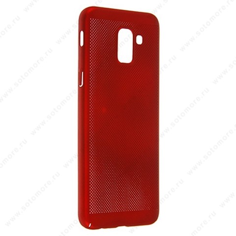Накладка пластиковая перфорированная для Samsung Galaxy J6 J600 2018 красный