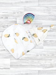 Пеленальный кокон и шапочка Mjölk Лимоны