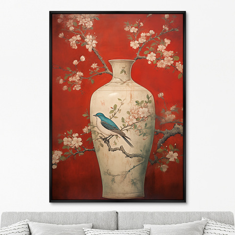 ArtNoMore - Репродукция картины на холсте China porcelain vase, red palette, No 2, 2024г.