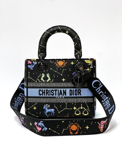 Сумка женская Dior Lady D-lite, модель среднего формата черный