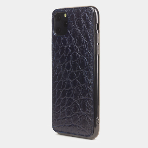 Special order: Чехол для iPhone 11 Pro Max из натуральной кожи аллигатора, темно-синего цвета