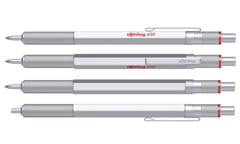 Ручка шариковая Rotring 600 Matte Silver, MBlack  (2032578)