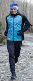 Премиальный костюм для лыж и зимнего бега Nordski Hybrid Hood Pro Black-Light Blue