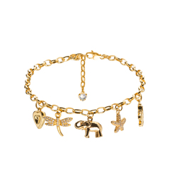 Браслет из латуни летний с Подвесками, gold