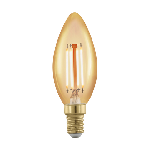 Лампа  LED филаментная диммир. золотого цвета Eglo GOLDEN AGE LM-LED-E14 4W 320Lm 1700K C35 "Свеча" 11698