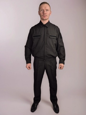 Костюм офисный для военнослужащих длинный рукав (чёрный, габардин)