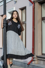 Настенька. Платье комбинированное с вышивкой PL-422570