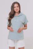 Футболка для беременных и кормящих 13890 мятная полоска