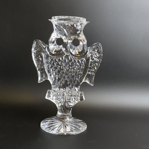 Подсвечник для одной свечи "Совушка" хрустальный, алмазная грань, тяжёлый хрусталь, ГХЗ, винтаж СССР 1980-1990 гг (91)