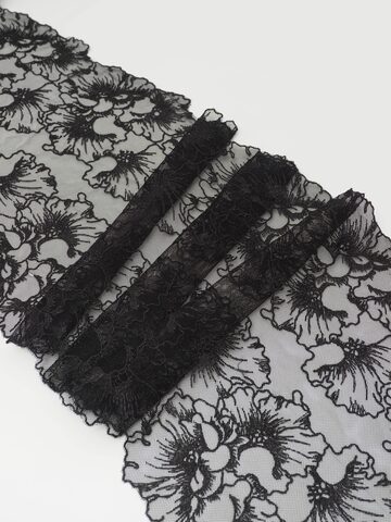 Вышивка на сетке черная неэластичная ширина 22 см